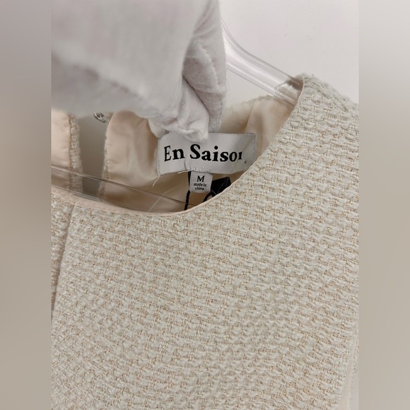 En Saison Women's Arden Sleeveless Feather-Trim Mini Dress Medium M NWT - Picture 5 of 12